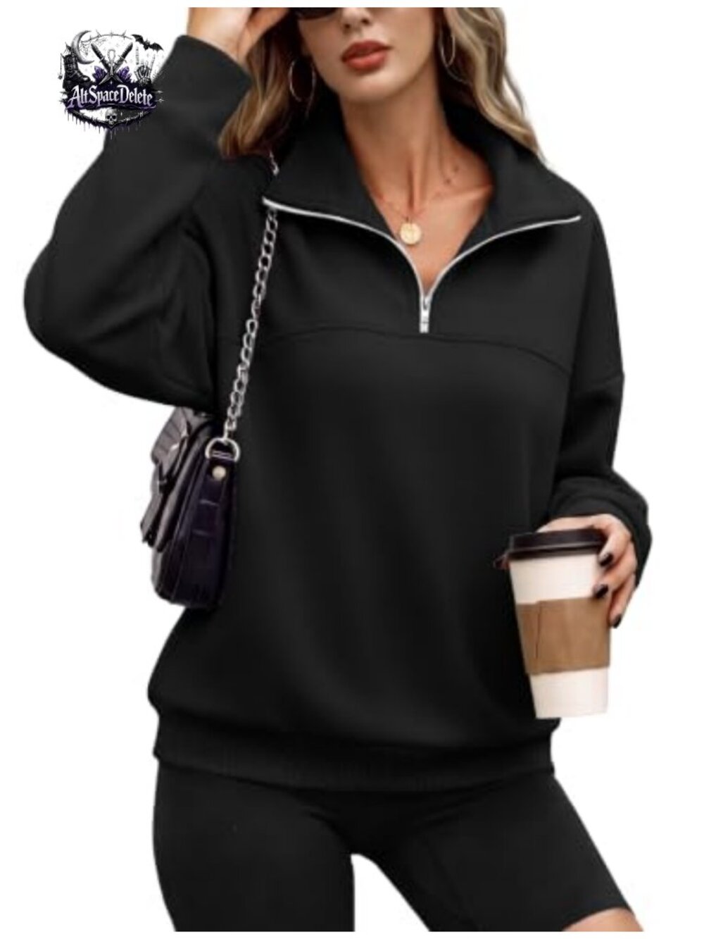 Women's Half Zip Fleece Sweatshirt Oversized Cropped Pullover